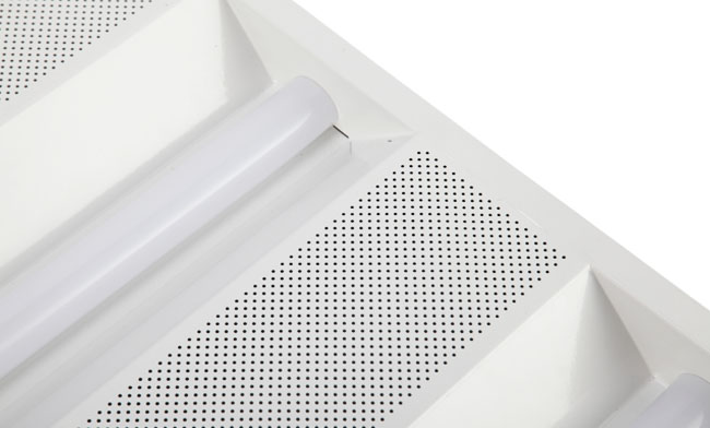 3.	華輝照明格柵燈盤燈體表面靜電噴涂處理，防腐性能好，不易磨損，使用30000小時不變色、不褪色。LED格柵燈盤廠家,產(chǎn)品有T8格柵燈盤，T5格柵燈盤，明裝格柵燈盤，暗裝格柵燈盤